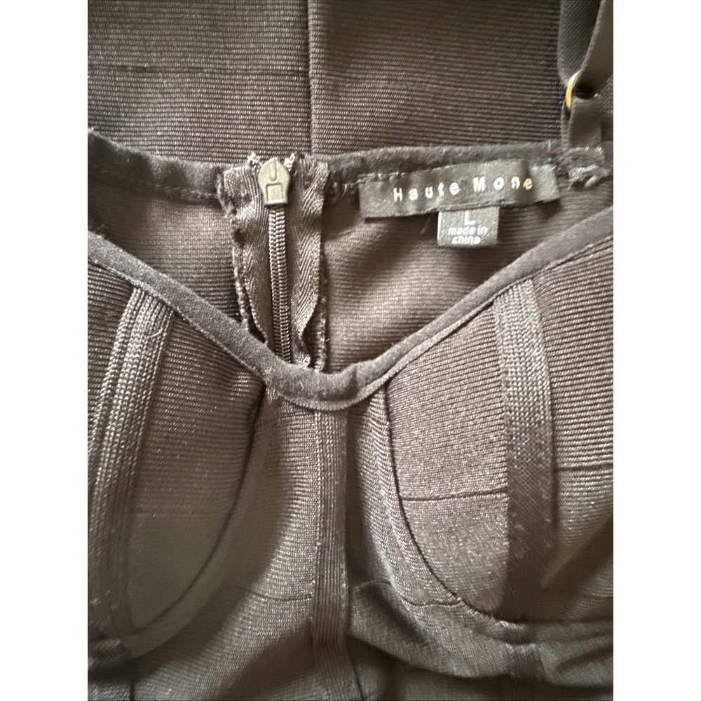 Bodycon Hot Haute Monde Black Spaghetti Corset Dress Size L